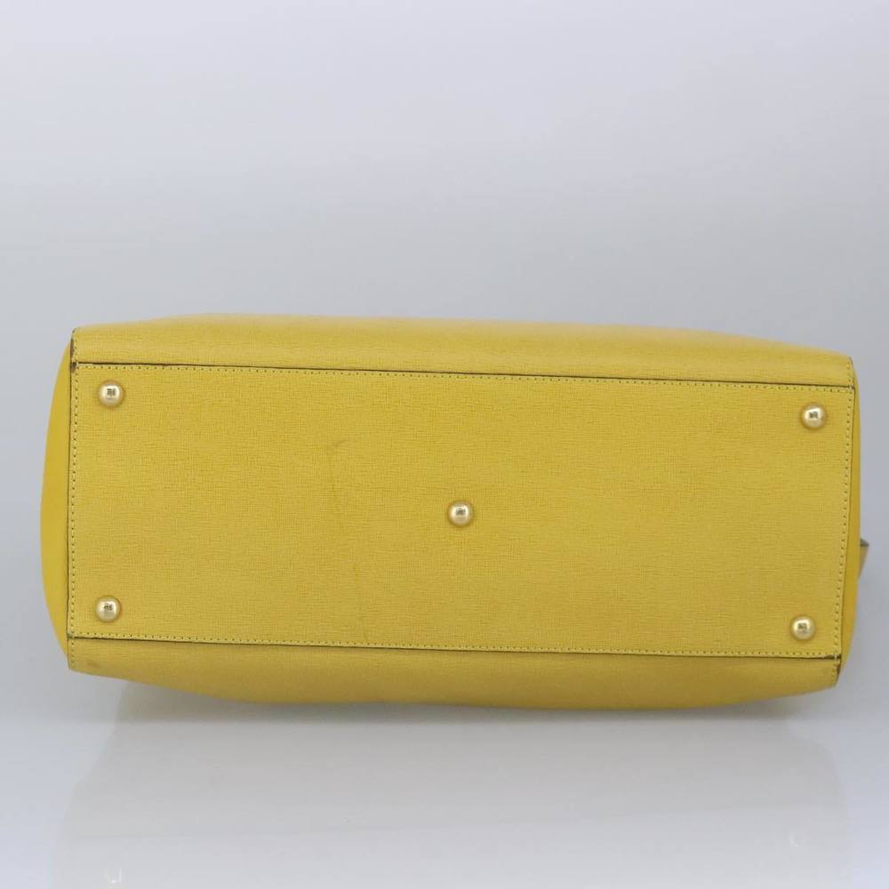FENDI To joule Hand Bag Leather 2way Yellow Gold Auth 100188 - Picture 11 of 16